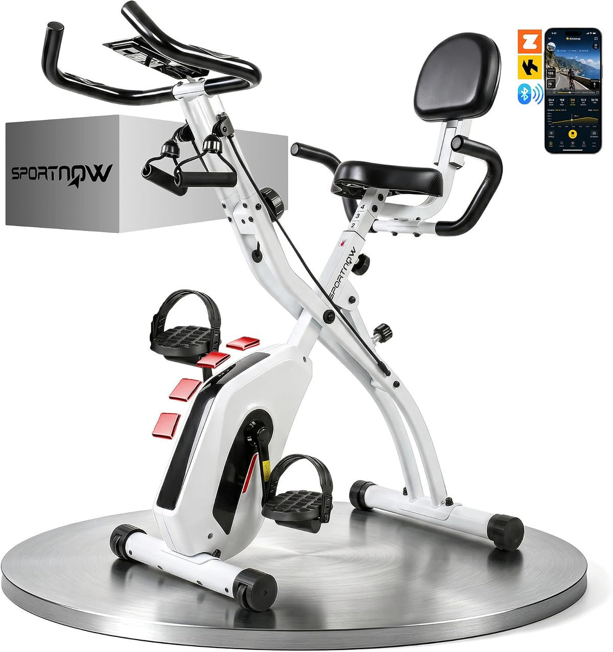 Bicicleta estática, SPORTNOW, 80 cm, 105 cm, 140 a, 190 cm, 23,5 kg, 53,5 × 48 × 135 cm, dobrável, com rodas, plástico, Multicolor, para uso diário