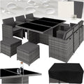 Conjunto de mobiliário de jardim, tectake, 10 Pessoas, 8 cadeiras, aço inoxidável, aço, Cinzento, para jardim e exterior