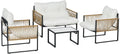 Conjunto de mobiliário de jardim, Outsunny, 220 kg, 120 kg, 25 kg, 68,6 kg, 106 × 70 × 72 cm, 60 × 70 × 72 cm, aço, madeira, Castanho