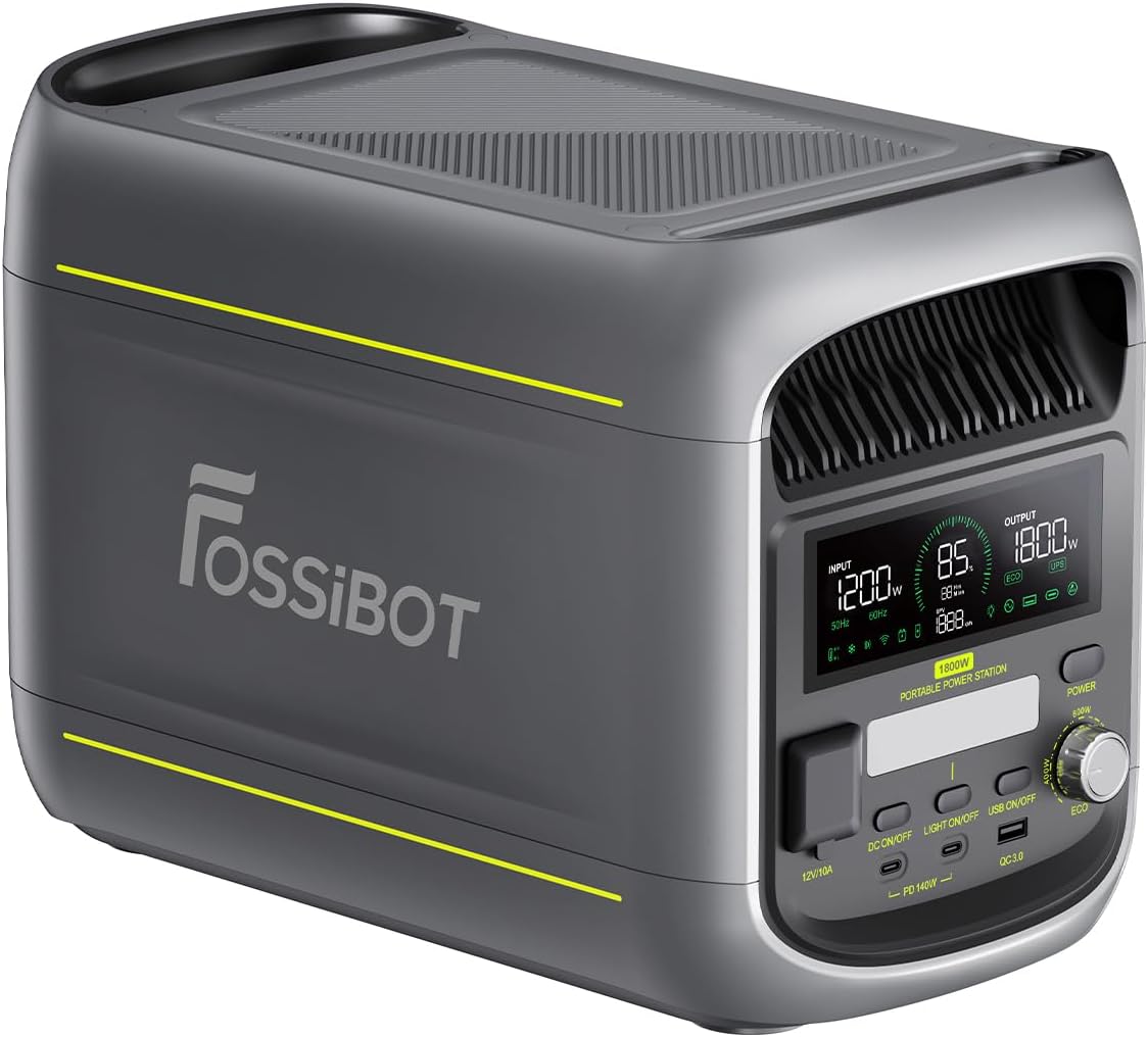 Gerador elétrico, FOSSiBOT, F1800, 1800 W, 3600 W, 100 W, 20 W, 18 W, 11 kg, com comando à distância, plástico, Vermelho, para trabalhos de manutenção