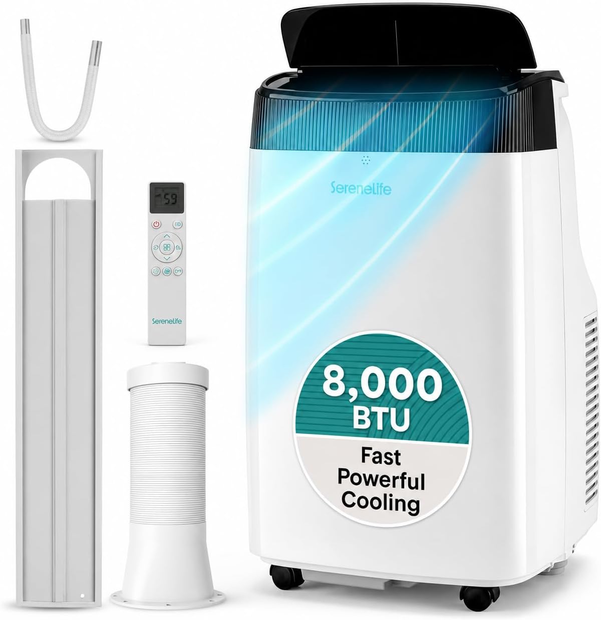 Ar condicionado portátil, SereneLife, Portable, 900W, com temporizador, Branco, para uso diário