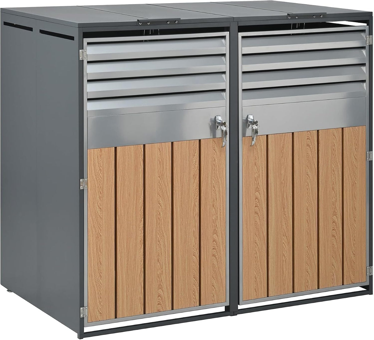 Abrigo para contentores, RAPRAP, 240L, aço, madeira, Cinzento, para utilização no exterior