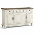 Aparador de madera maciza con 4 puertas y 4 cajones 180x45x90 cm
