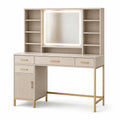 Tocador de MDF y metal con espejo LED beige 120x50x145 cm