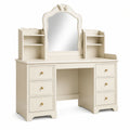 Tocador de madera MDF beige con espejo y cajones