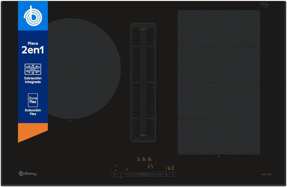 Placa de cozinha, Balay, 3EBC989LH, 80 cm, 28 cm, 8 kg, Preto, para a cozinha