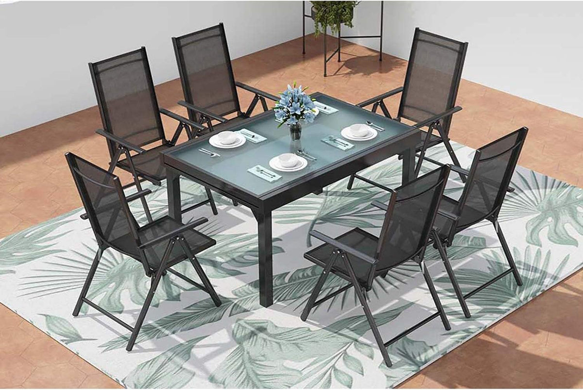 Conjunto de jardim, Concept-Usine, 135 cm, 270 cm, 6 a, 76 cm, 37,5 kg, 60 mm, dobrável, alumínio, poliéster, Multicolor, para jardim e exterior
