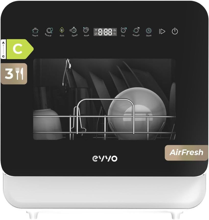 Máquina de lavar loiça, EVVO, 45 cm, 6 PROGRAMAS, Classe C, Multicolor, para uso diário