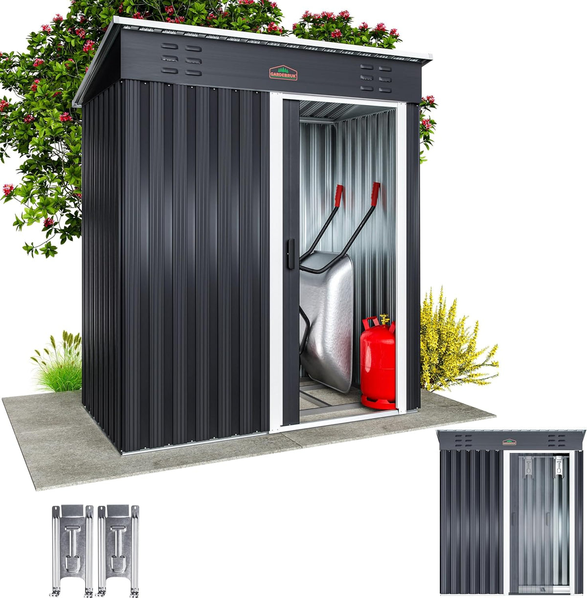 Abrigo de jardim, Gardebruk, 169 cm, 75 kg, Antracite, para jardim e exterior