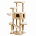 Árbol para Gatos de Madera con Rascadores y Hamaca Beige