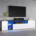 Móvel de TV, Merax, TV-Schrank, 180cm, 75 ', 45 cm, 180 × 40 × 45 cm, com iluminação LED, com comando à distância, vidro, painel de madeira, Preto