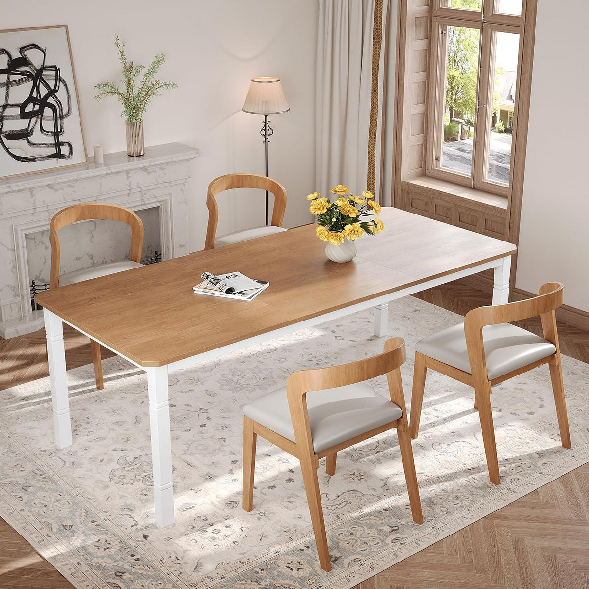 Mesa de jantar, Niwugady, 75cm, 150 × 90 × 75cm, 90 cm, 150 × 90 cm, madeira, painel de madeira, Natural, para uso diário