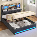Cama, AOGLLATI, Polsterbett, 30 cm, com iluminação LED, com comando à distância, com prateleiras, Mehrfarbig, para o quarto