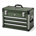 Caja de herramientas de metal verde con 3 cajones 51 x 22 x 30 cm