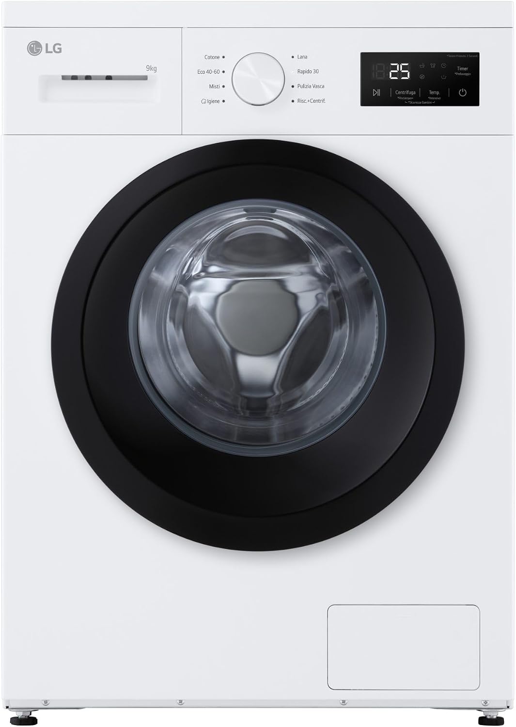 LG, Máquina de lavar roupa, F4NA1009NWK, 9 kg, Classe A, com controlo por aplicação, tecido, Branco, para uso diário