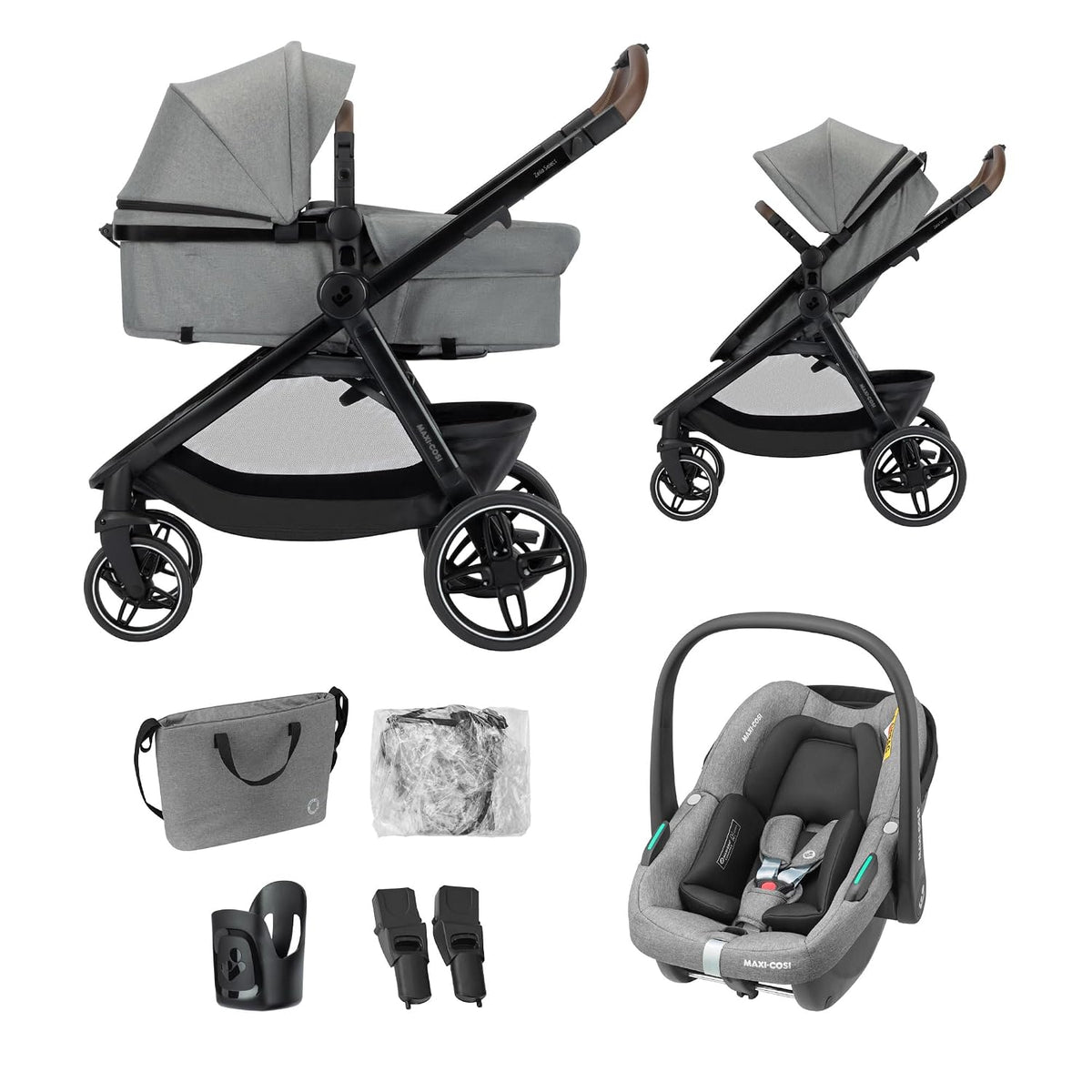 Móvel, Maxi-Cosi, Zelia, 22 kg, 13 kg, 3,6 kg, dobrável, regulável, Cinzento, para uso diário