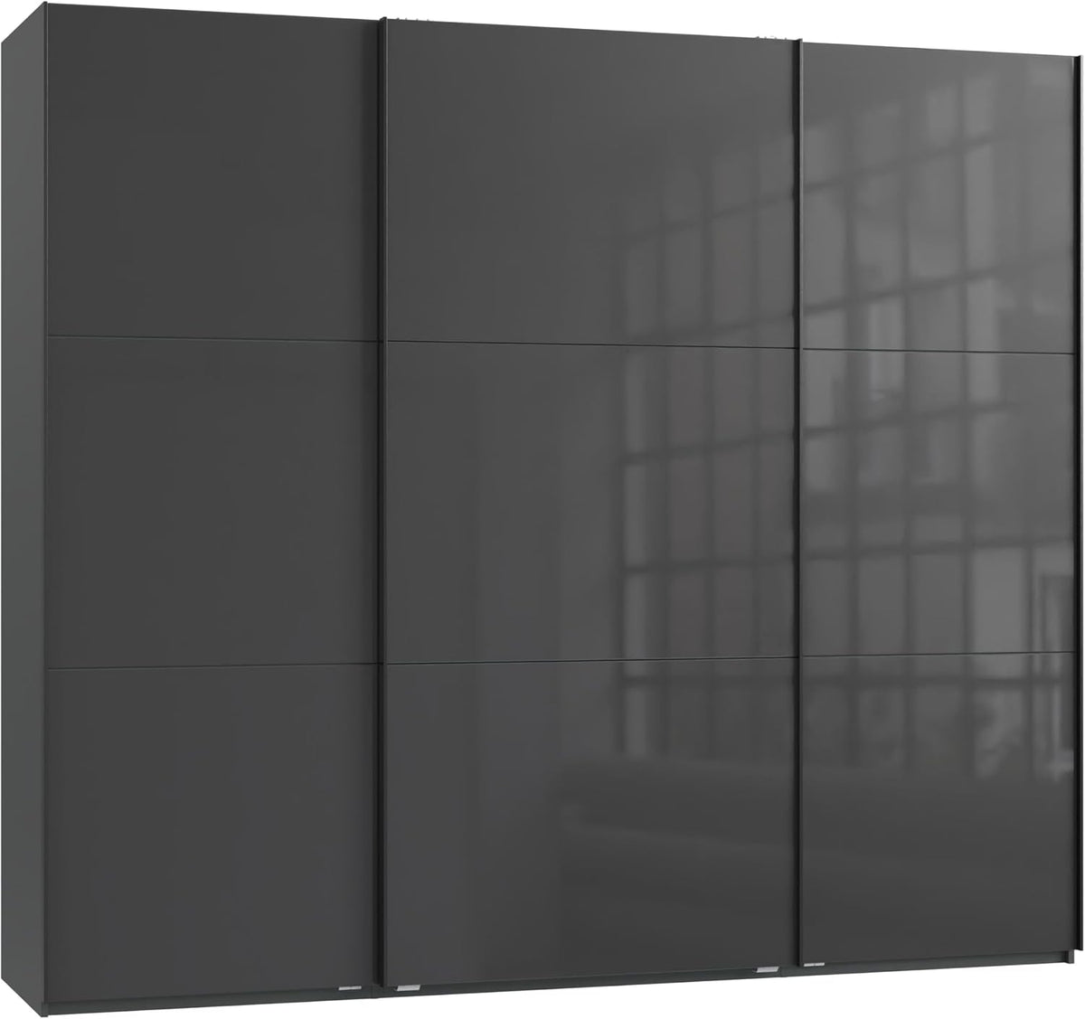 Roupeiro, luma-home Schönes für Dein Zuhause, 250 cm, 216 cm, 65 cm, altura regulável, regulável, com gavetas, vidro, Antracite, para o quarto