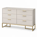 Cajonera de 6 cajones MDF y acero blanco/dorado
