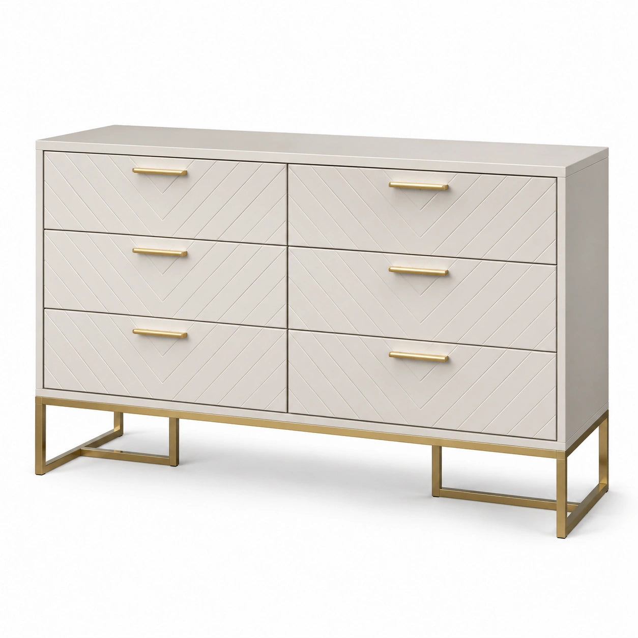 Cajonera de 6 cajones MDF y acero blanco/dorado