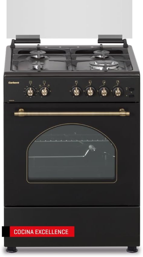 Fogão independente, Corbero, 60 cm, 55 L, vidro, Preto, para a cozinha
