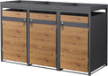 Abrigo para contentores, ML DESIGN modern living, 240L, 200 × 80 × 124 cm, 8 cm, aço, madeira, Antracite, para utilização no exterior