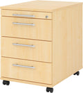 Armário inferior, bümö, Rollcontainer, 59 cm, 42,8 cm, 58 cm, 25 kg, 100 kg, com rodas, com gavetas, madeira, plástico, Natural, para uso diário