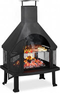 Equipamento de exterior, Relaxdays, 51 cm, 110 × 63 × 51 cm, aço, madeira, Preto, para jardim e exterior