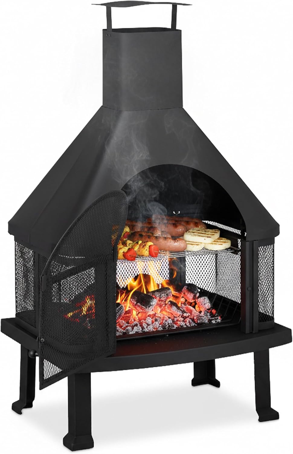 Equipamento de exterior, Relaxdays, 51 cm, 110 × 63 × 51 cm, aço, madeira, Preto, para jardim e exterior