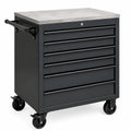 Carro de herramientas de metal negro con superficie de MDF y 7 cajones