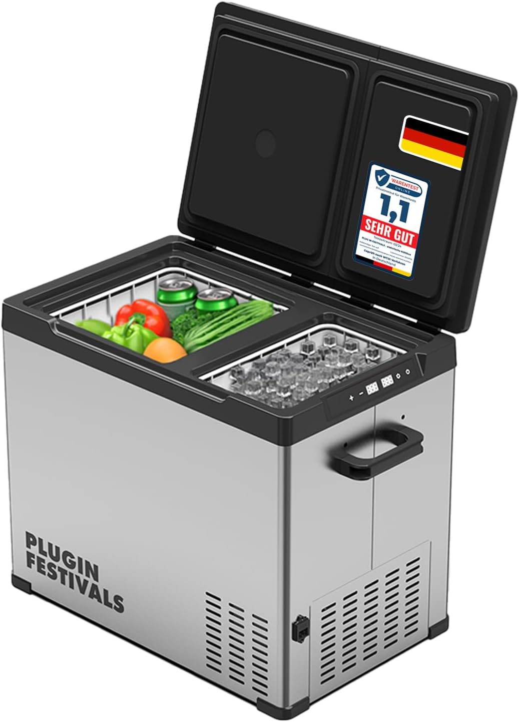Caixa térmica, PLUG IN FESTIVALS, elektrische, 38L, 12V, 230V, Mehrfarbig, para uso diário