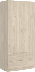Roupeiro, DEKIT GRUPO RIMOBEL, 81 × 184 × 52 cm, 81 cm, 184 cm, 16 mm, 105 mm, 55,6 kg, com gavetas, alumínio, madeira, Natural, para o quarto