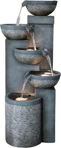 Fonte de jardim, Dehner, Gartenbrunnen, 39 cm, 91 × 39 × 39 cm, com iluminação LED, Cinzento, para utilização no exterior
