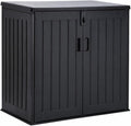 Abrigo para contentores, Koll Living, 113 cm, 115 × 71 × 113 cm, 112,5 cm, 109,5 cm, 115 × 71 × 112,5 cm, resistente à água, madeira, plástico, Preto