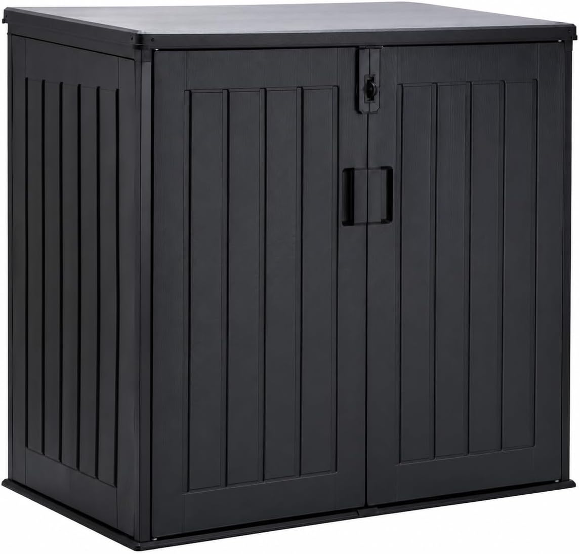 Abrigo para contentores, Koll Living, 113 cm, 115 × 71 × 113 cm, 112,5 cm, 109,5 cm, 115 × 71 × 112,5 cm, resistente à água, madeira, plástico, Preto