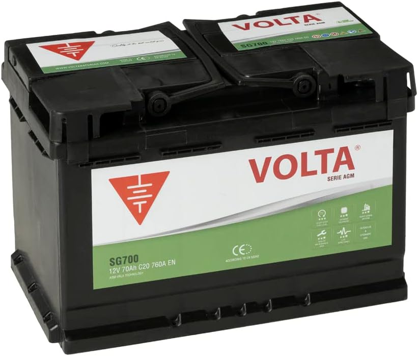 Bateria automóvel, Volta baterías, 70 Ah, 760 A, 190 mm, vidro, Multicolor, para a sala