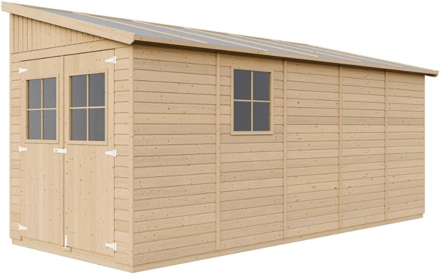 Abrigo de jardim, TIMBELA, M341A, 244 cm, 17 mm, 1 a, 2 mm, 10 L, madeira, Natural, para jardim e exterior