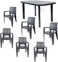 Conjunto de jardim, CREVICOSTA QUALITY MARK MARCAS DE CALIDAD, com 6 cadeiras, 9,5 kg, 73 cm, 2,75 kg, 57 cm, 110 kg, ratã, Antracite