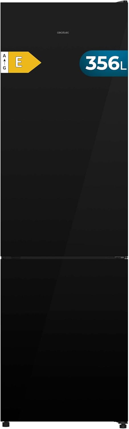 Cecotec, Frigorífico combinado, 356 L, 200 cm, 5 cm, Classe E, com gavetas, vidro, Preto, para uso diário