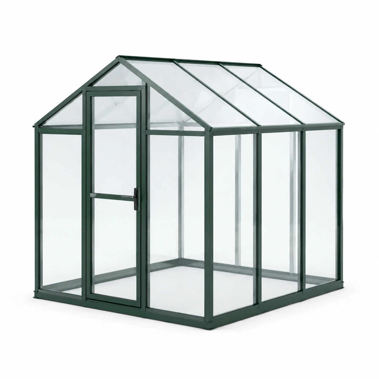 Invernadero de vidrio templado estructura de aluminio verde 190x190x195 cm