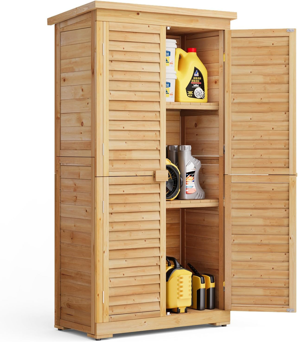 Abrigo de jardim, Blishom, 47 cm, 160 × 87 × 47 cm, resistente à água, altura regulável, regulável, madeira, Natural, para utilização no exterior