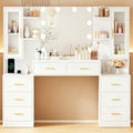 Toucador, ANWBROAD, 150cm, com iluminação LED, com gavetas, com prateleiras, painel de madeira, Mehrfarbig, para o quarto