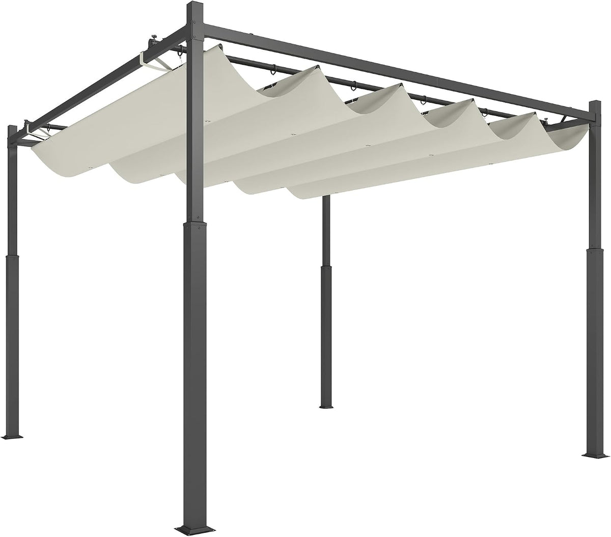 Tenda de jardim, Outsunny, UV30, 3 × 3 m, 180 g, 60 mm, 80 mm, 11,7 kg, 298 × 298 × 230 cm, aço, poliéster, Branco, para jardim e exterior