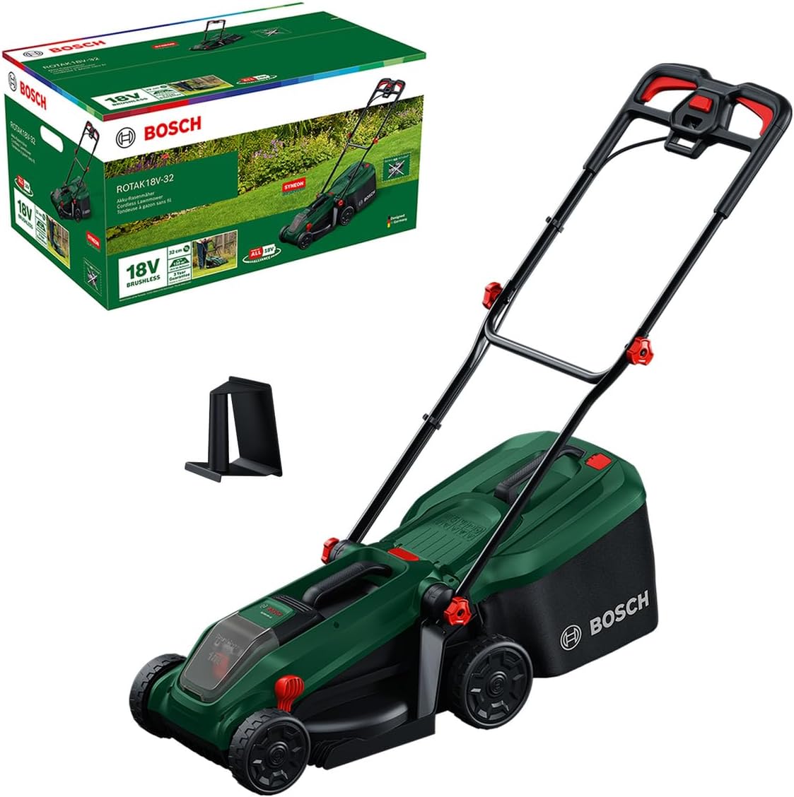 Bosch, Corta-relva, Akku-Rasenm, 32 cm, 35 l, sem bateria, tecido, Vermelho, para utilização no exterior