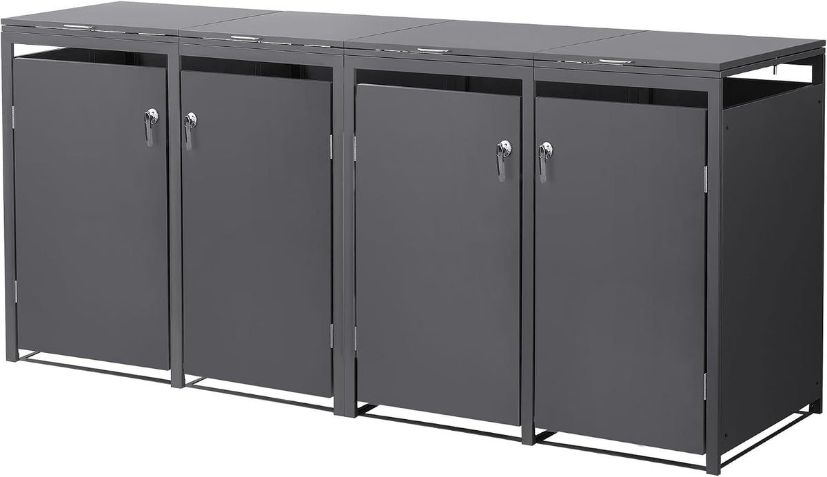 Abrigo para contentores, ML DESIGN modern living, 240L, 264 × 80 × 120 cm, aço inoxidável, aço, Antracite, para utilização no exterior