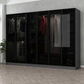 Roupeiro, Dmora, 210 cm, 270 × 210 cm, com prateleiras, madeira, Preto, para o quarto