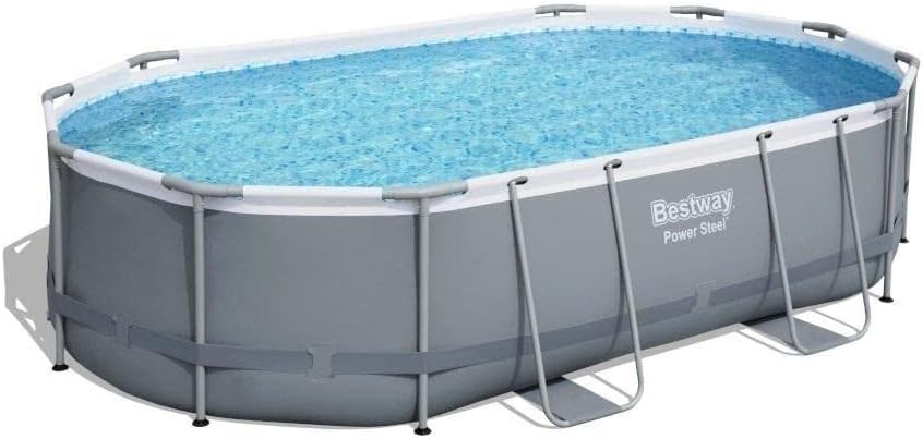 Piscina desmontável, Bestway, 107 cm, 10,949 L, 3028 l, 488 × 350 × 107 cm, aço, Cinzento, para jardim e exterior
