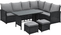 Conjunto de mobiliário de jardim, SVITA, Monroe, 82 cm, 180 × 230 × 82 cm, 230 × 180 × 82 cm, ratã, poliéster, Preto, para utilização no exterior