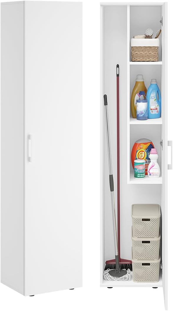 Armário de arrumação, Bellamio, Apol, 40 cm, com prateleiras, com portas, madeira, Branco, para uso diário