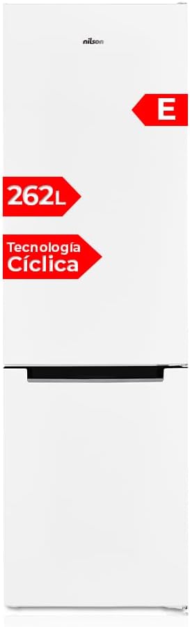 Frigorífico combinado, NILSON, NC185500E, 262 L, Classe E, Branco, para uso diário