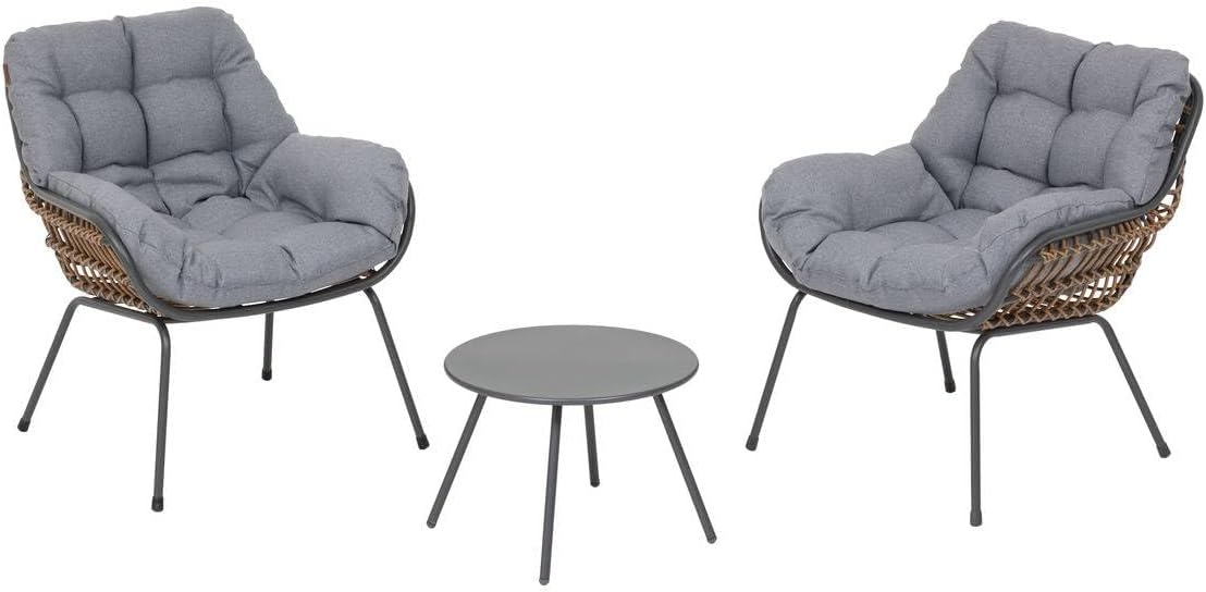 Conjunto de mobiliário de jardim, HESPERIDE, 74 cm, 71 cm, 48 cm, 25,7 kg, aço, Natural, para jardim e exterior